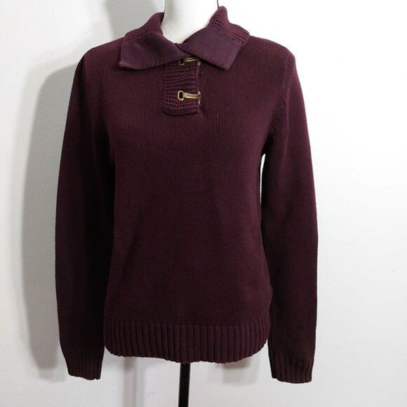 Lauren Ralph Lauren Sweaters - Vintage LRL Lauren Jeans Company Burgundy Sweater with Unique Brass Clasp Size S